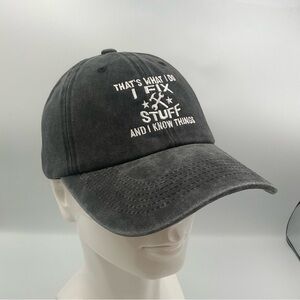 Mr Fix it Baseball Cap Embroidered Black Dark Gray Adjustable Dad Jokes Hat